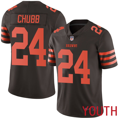 Cleveland Browns Nick Chubb Youth Brown Limited Jersey #24 NFL Football Rush Vapor Untouchable->youth nfl jersey->Youth Jersey